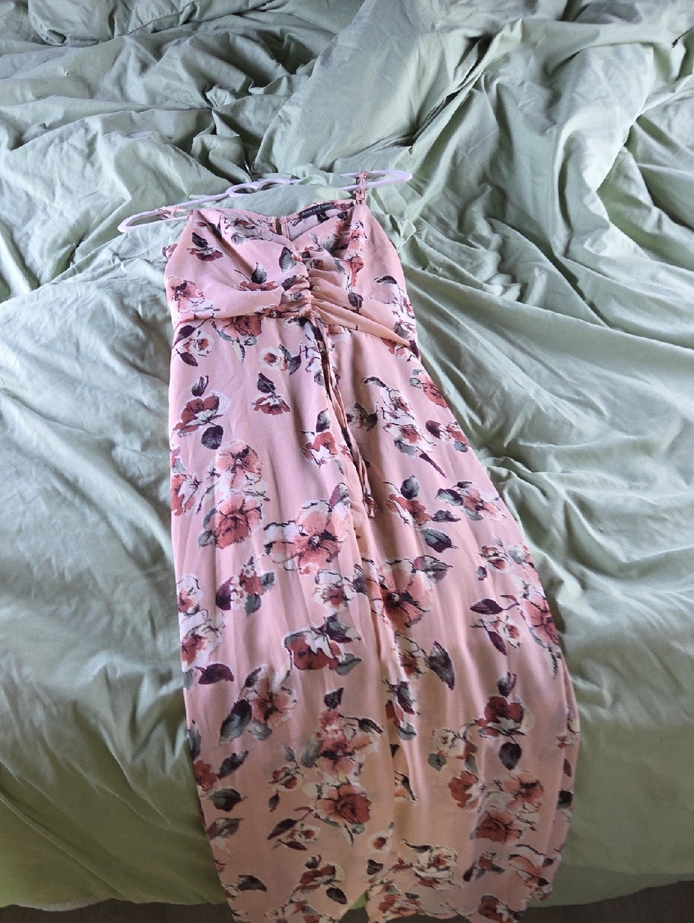 Pink Floral Tie-Front Maxi Dress